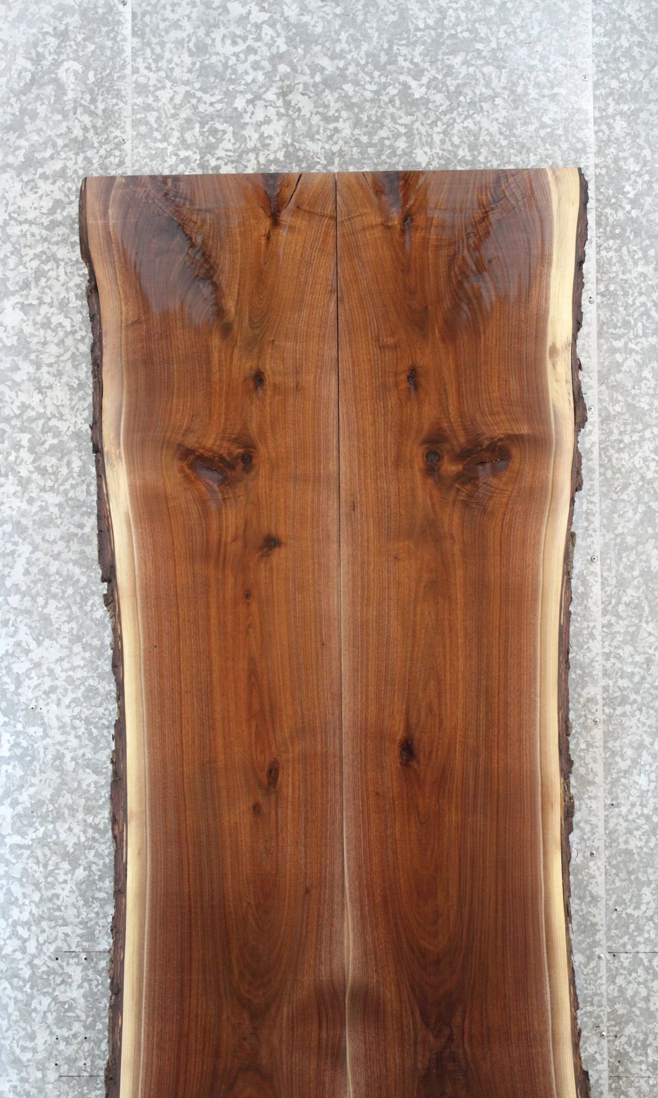 2- Bookmatched Live Edge Black Walnut Conference Table Top Slabs 1037-1038