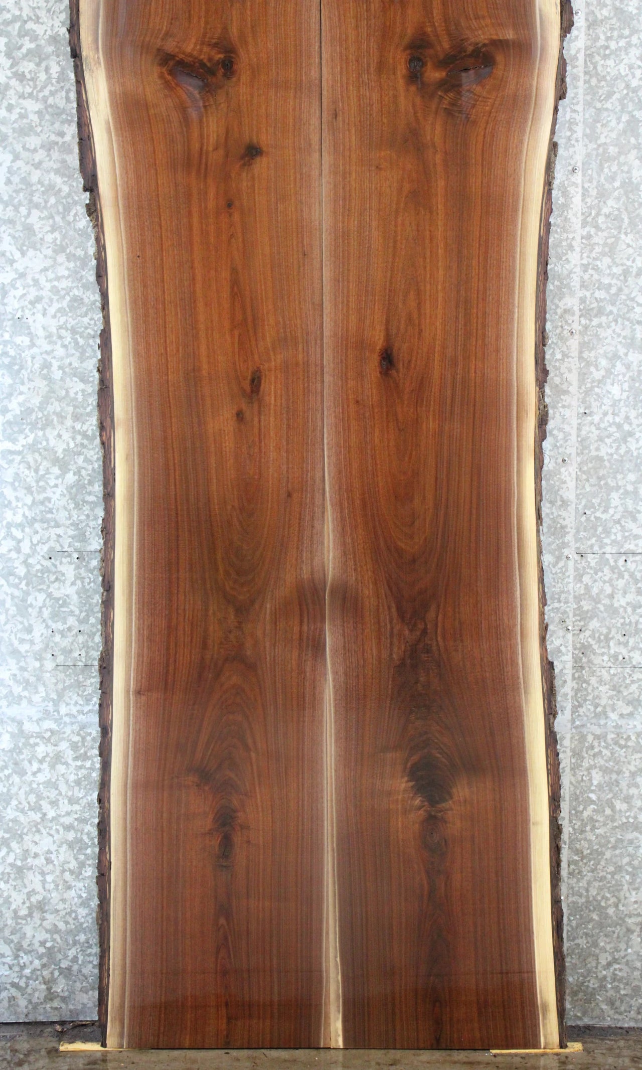 2- Bookmatched Live Edge Black Walnut Conference Table Top Slabs 1037-1038