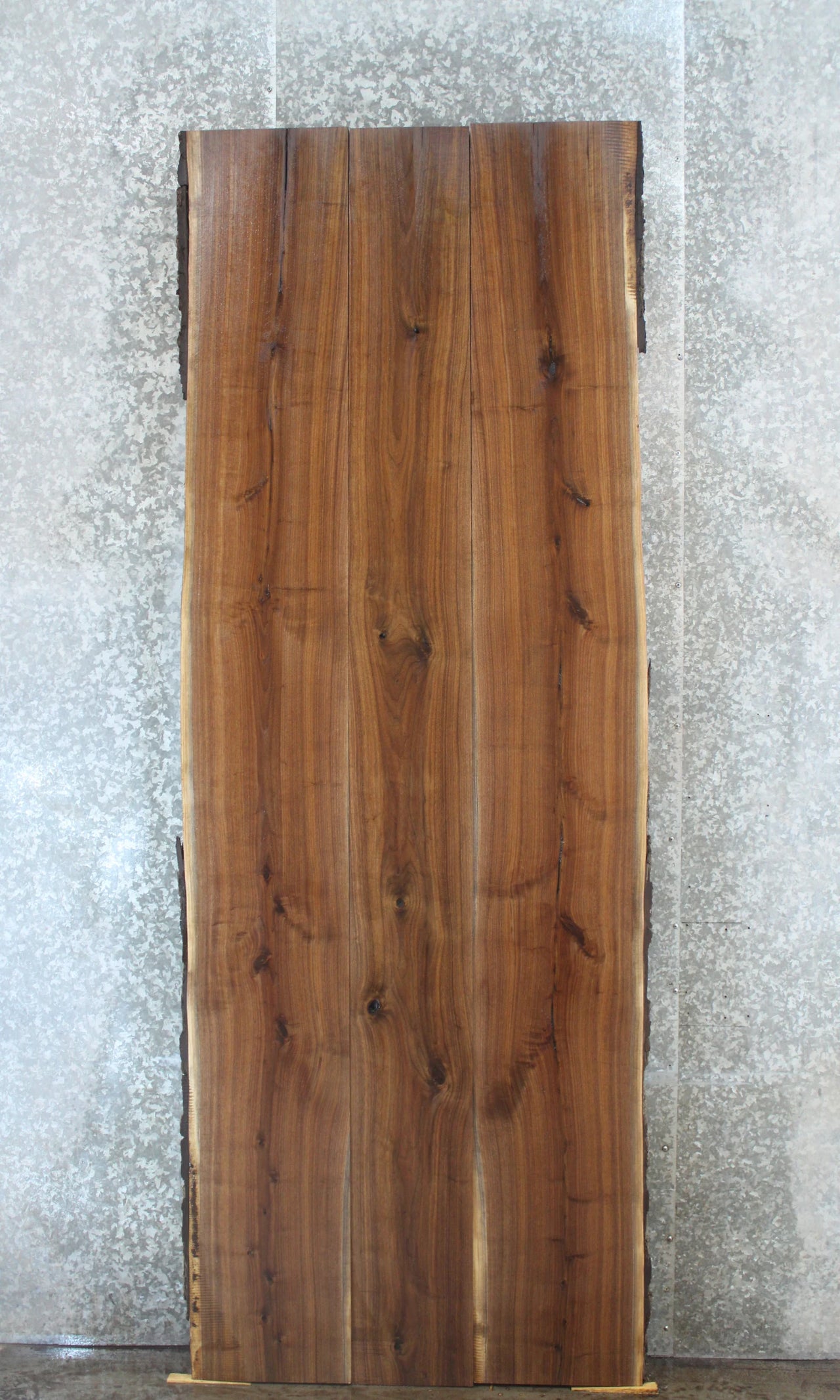 3- Bookmatched Live Edge Black Walnut Dining Table Top Slabs 1068-1070