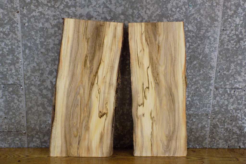 2- Bookmatched Live Edge Hackberry Reclaimed End Table Top Slabs 13075-13076