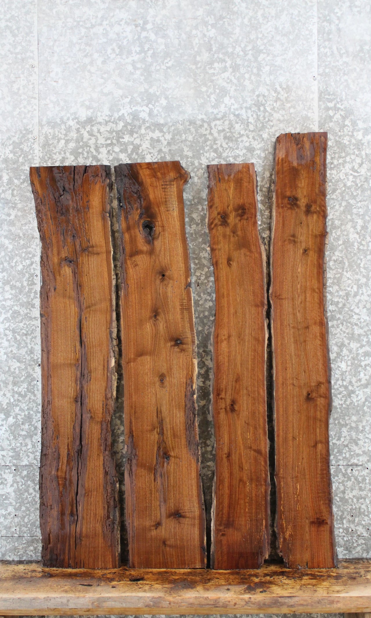 4- Salvaged Live Edge Black Walnut Vanity Top Slabs 1358-1361