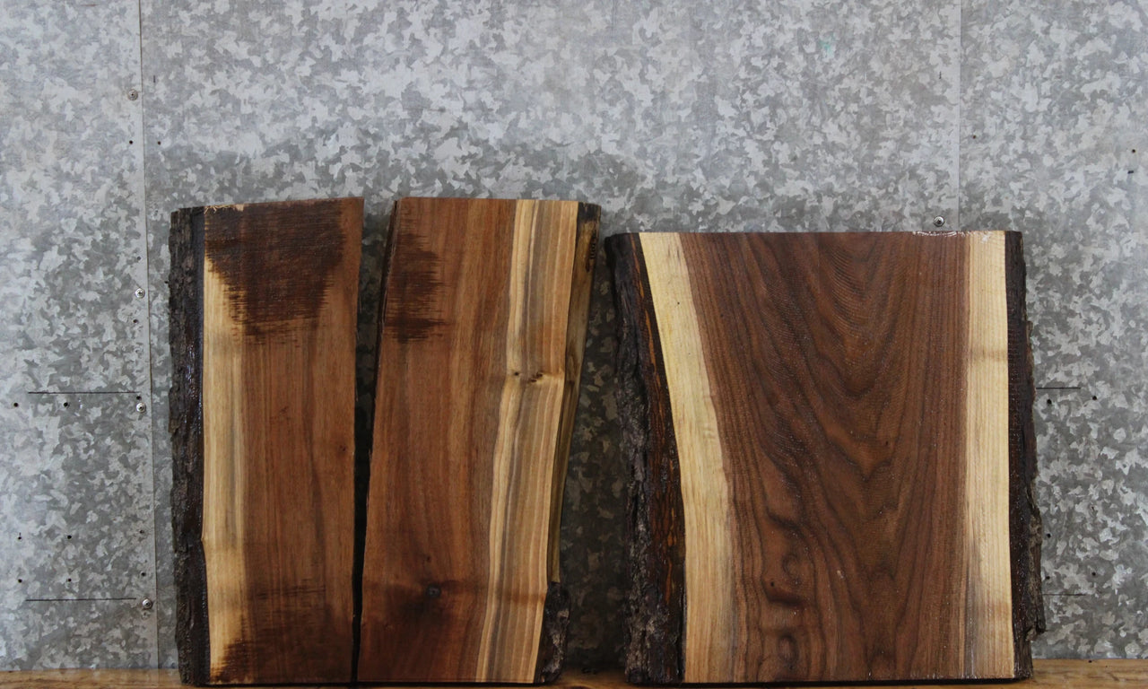 3- Black Walnut Live Edge Bookmatched Split Board/Craft Pack 14436-14437