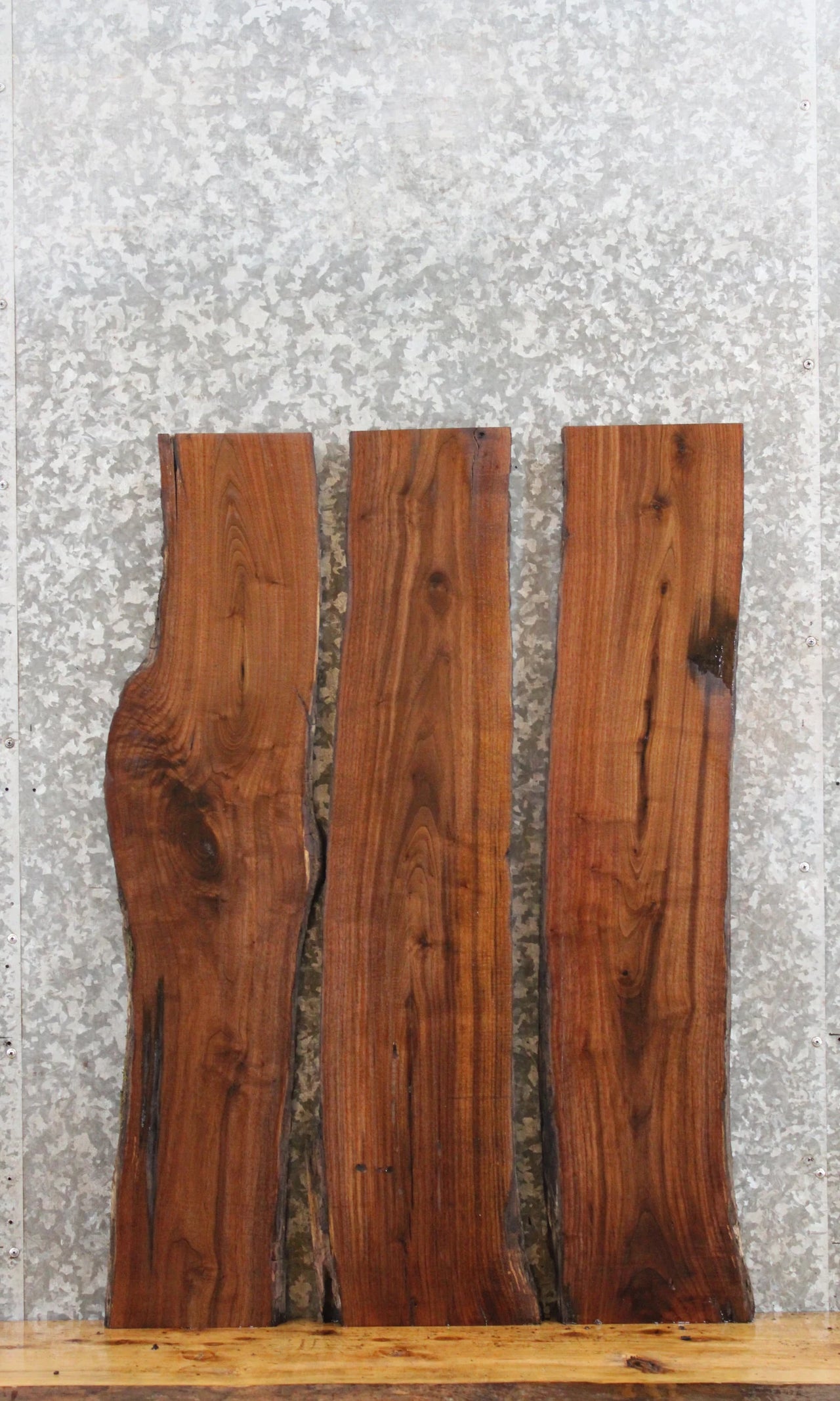 3- Live Edge Black Walnut Side Table Tops/Wall Shelves 1639-1641