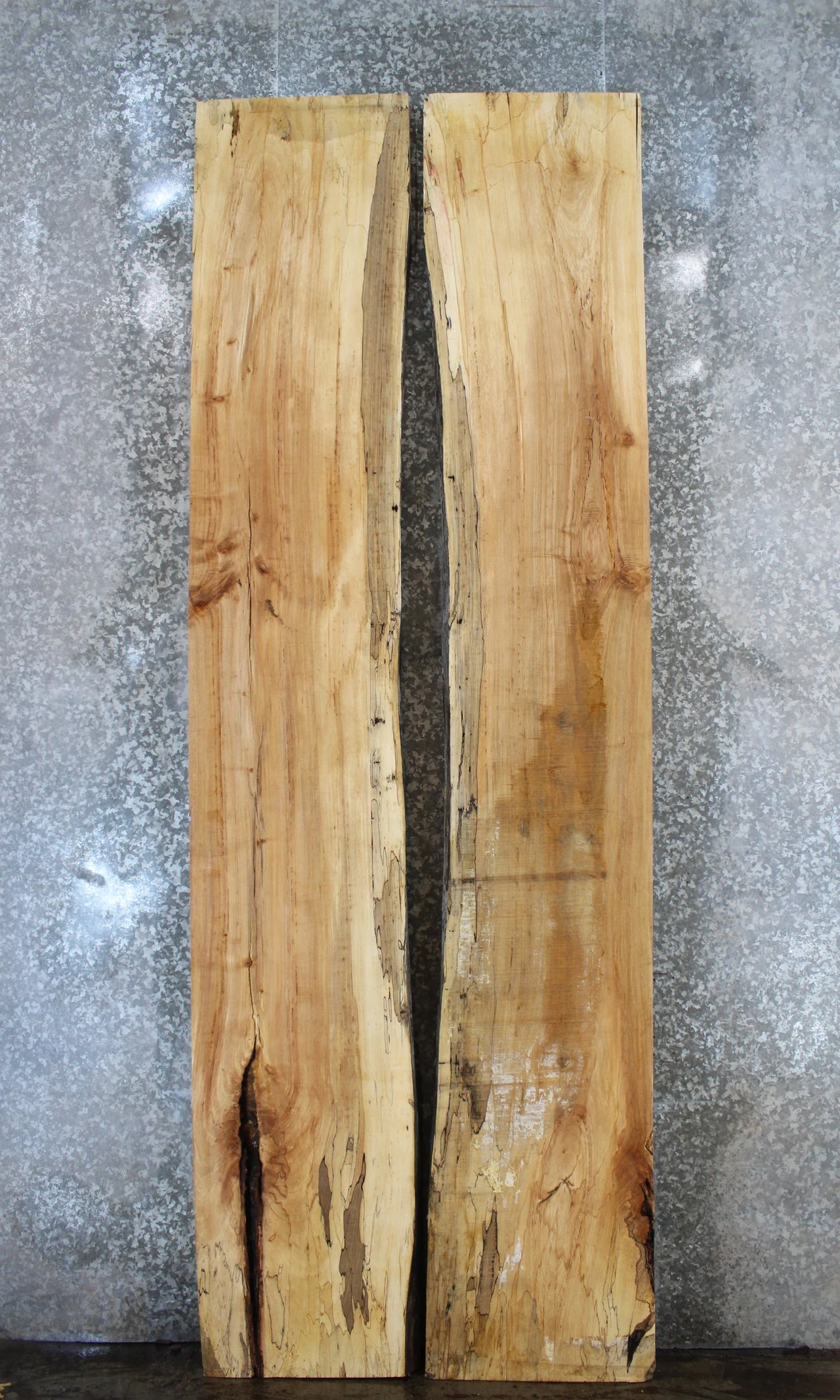 2- Bookmatched Live Edge Maple Kitchen Table Top Slabs 20481-20482