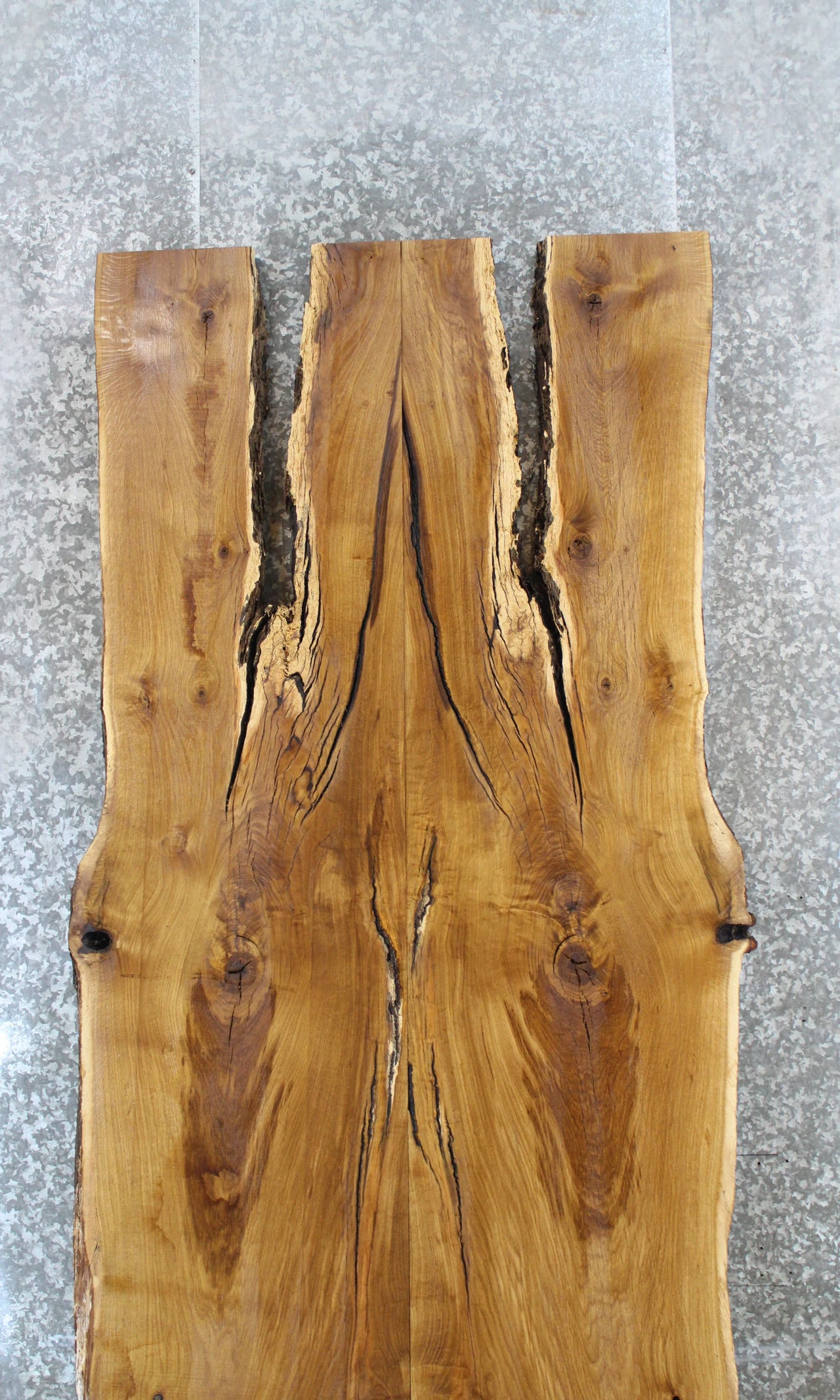 2- Bookmatched Live Edge White Oak Kitchen Table Top Slabs 20549-20550