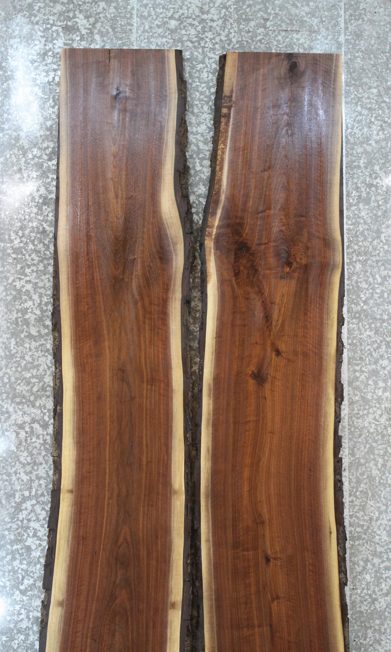 2- Live Edge Black Walnut River/Pond Table Top Set 20550-20551