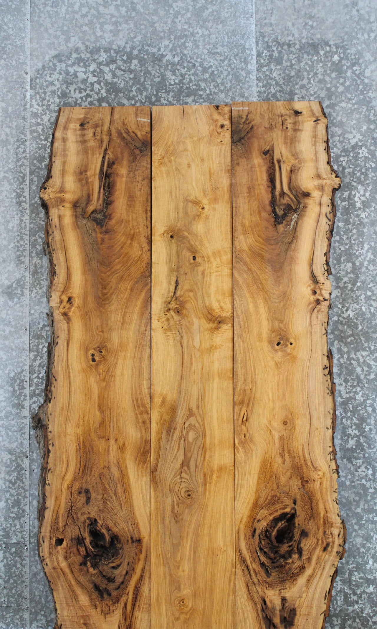 3- Bookmatched Live Edge Ash Kitchen Table Top 391-393