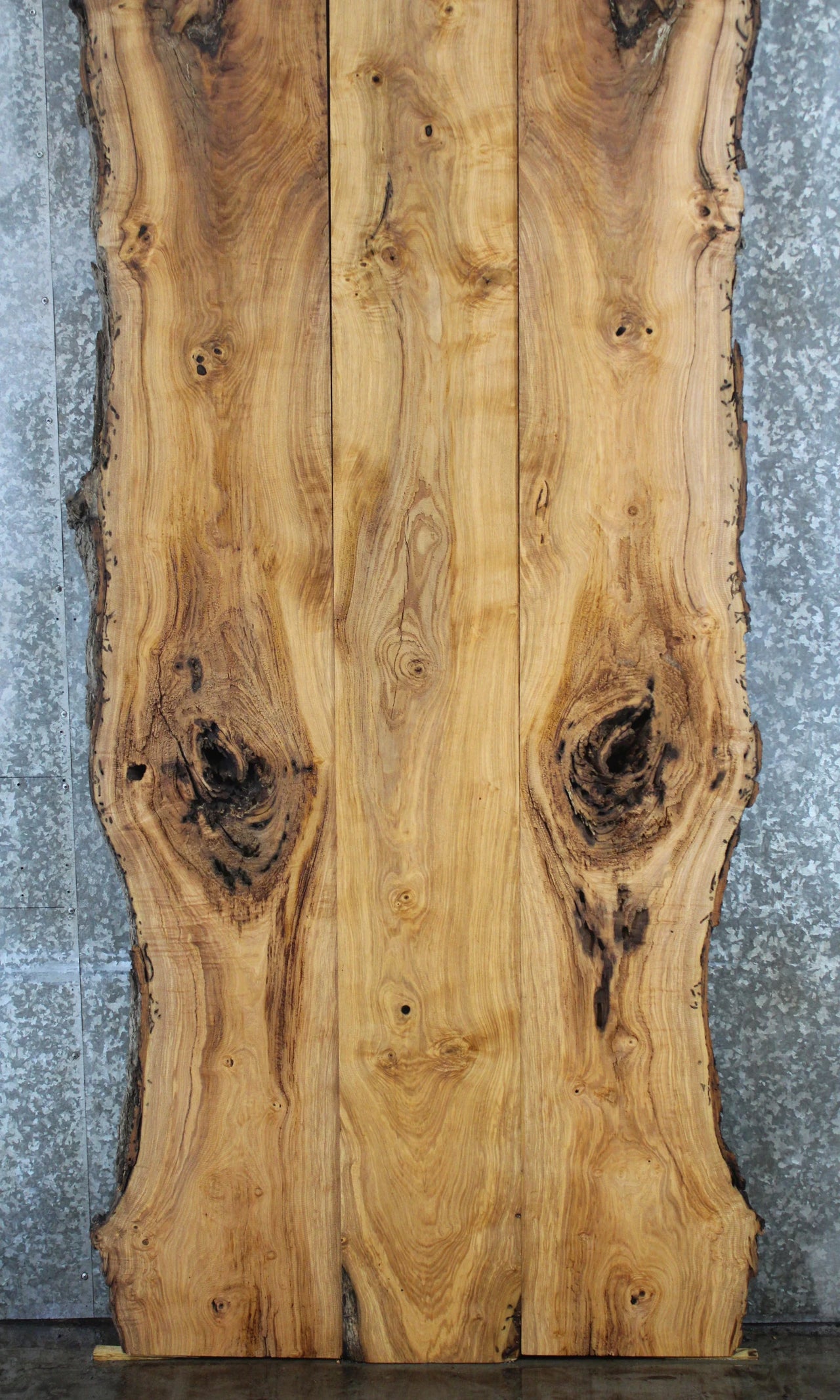 3- Bookmatched Live Edge Ash Kitchen Table Top 391-393