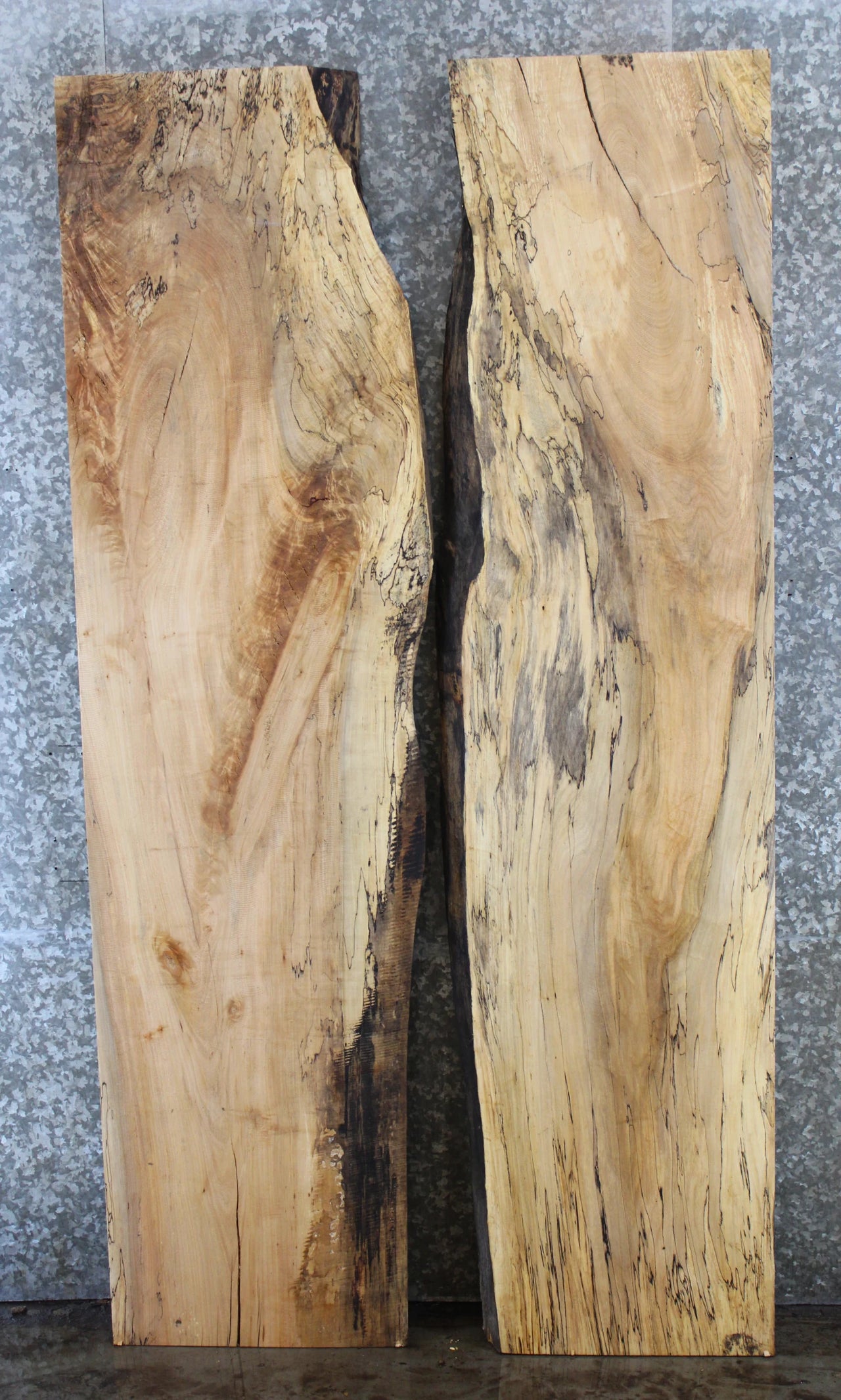 2- Bookmatched Live Edge Maple Conference Table Top Slabs 39302-39303