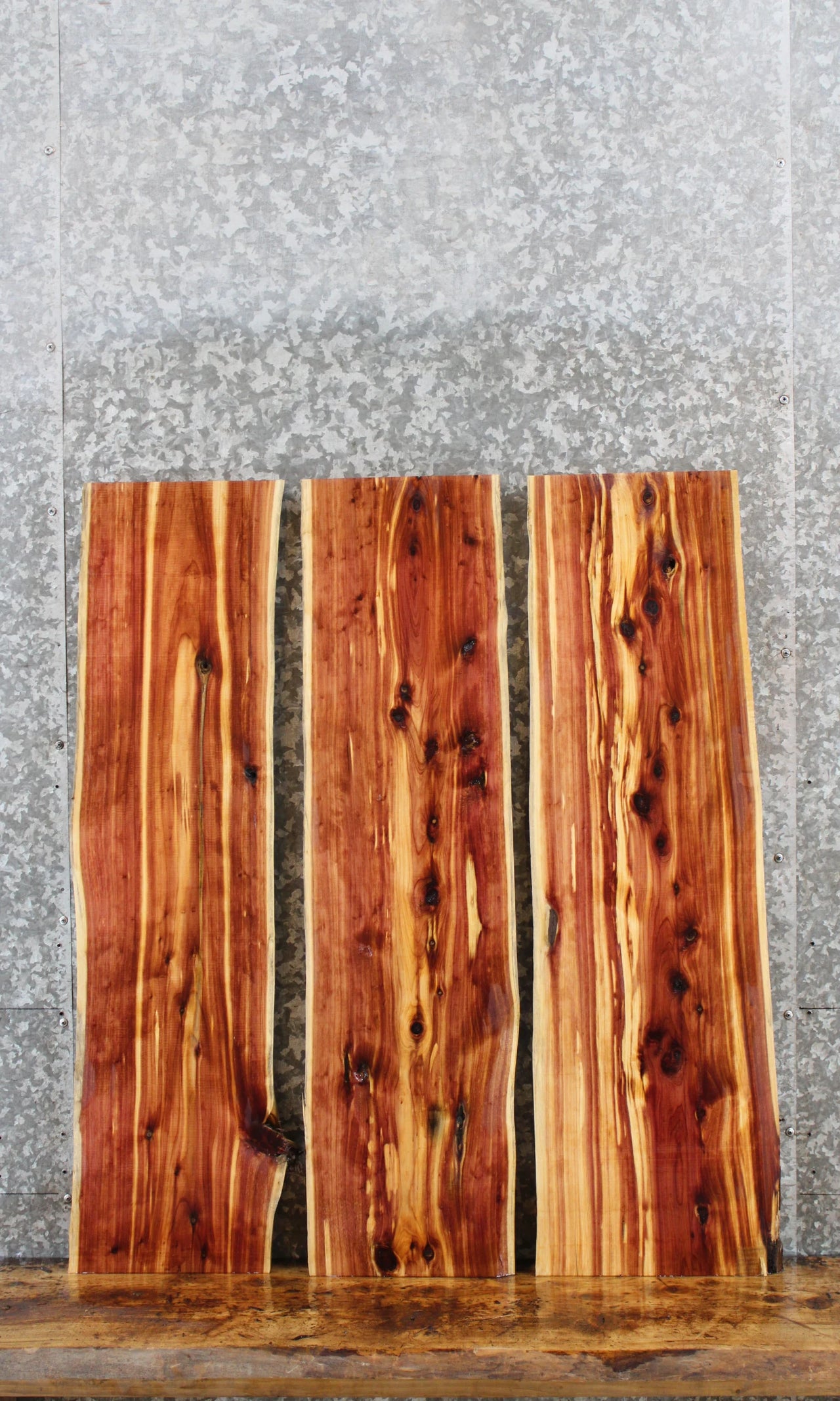 3- Natural Edge Red Cedar Wood Slabs/ End Table Tops 4012-4014