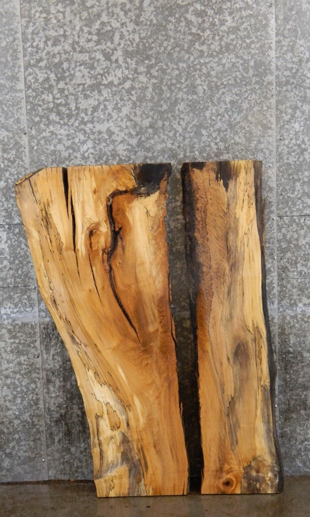 2- Spalted Maple Live Edge Split Board Slab Halves CLOSEOUT 4047