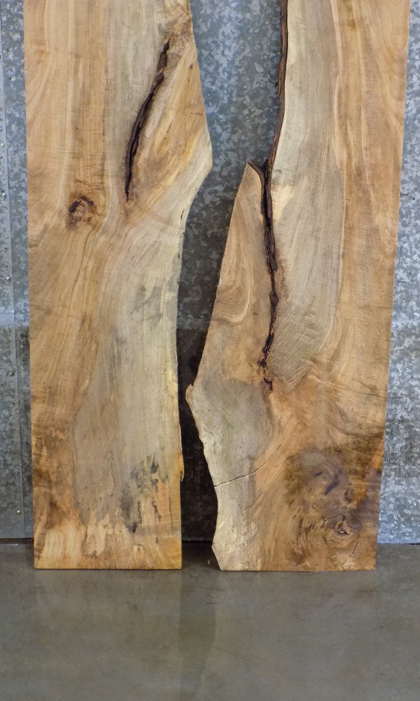 2- Partial Live Edge Maple Rustic Bar/Table Top/Shelf Slabs 408-409