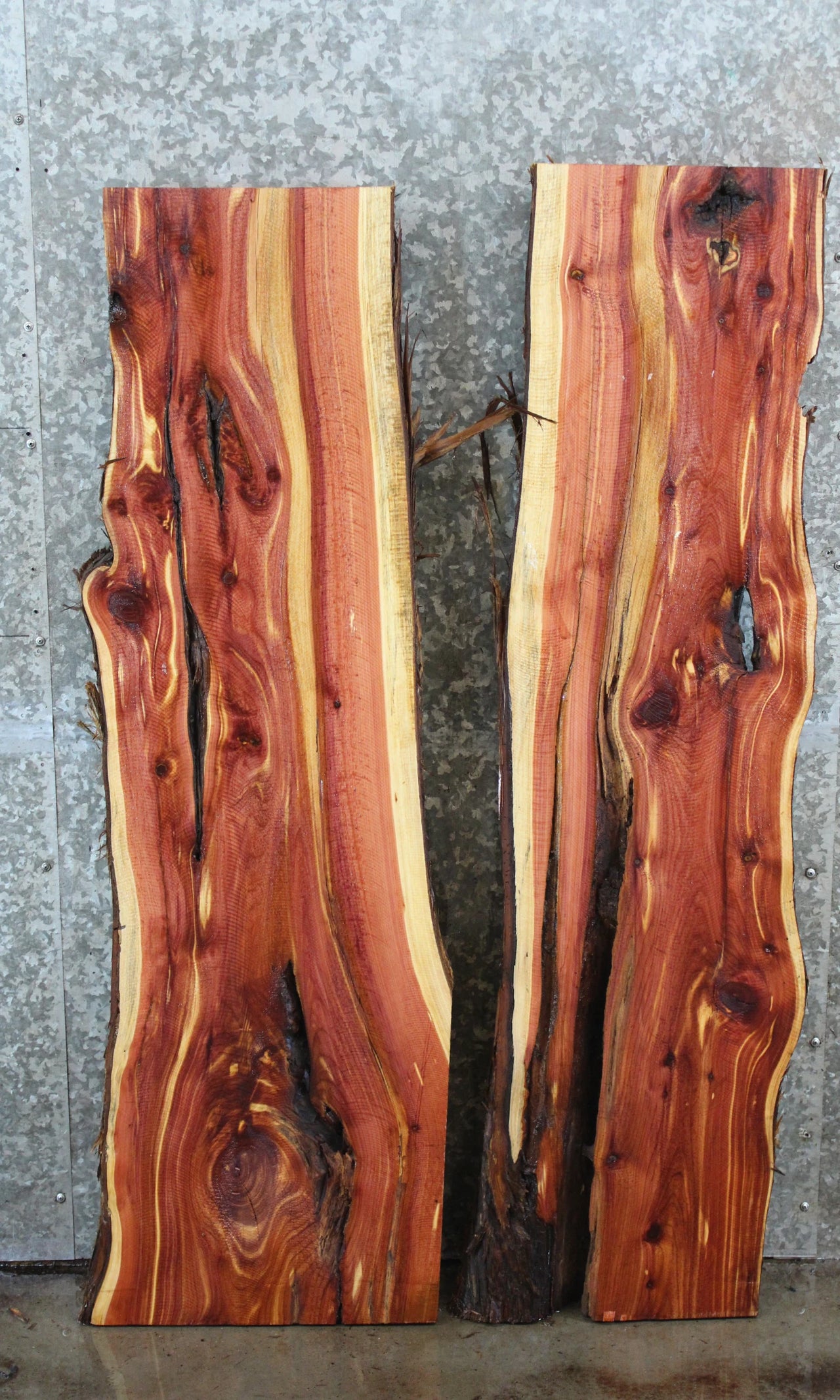 2- Red Cedar Live Edge Wall Shelves/Side Table Tops 4127-4128