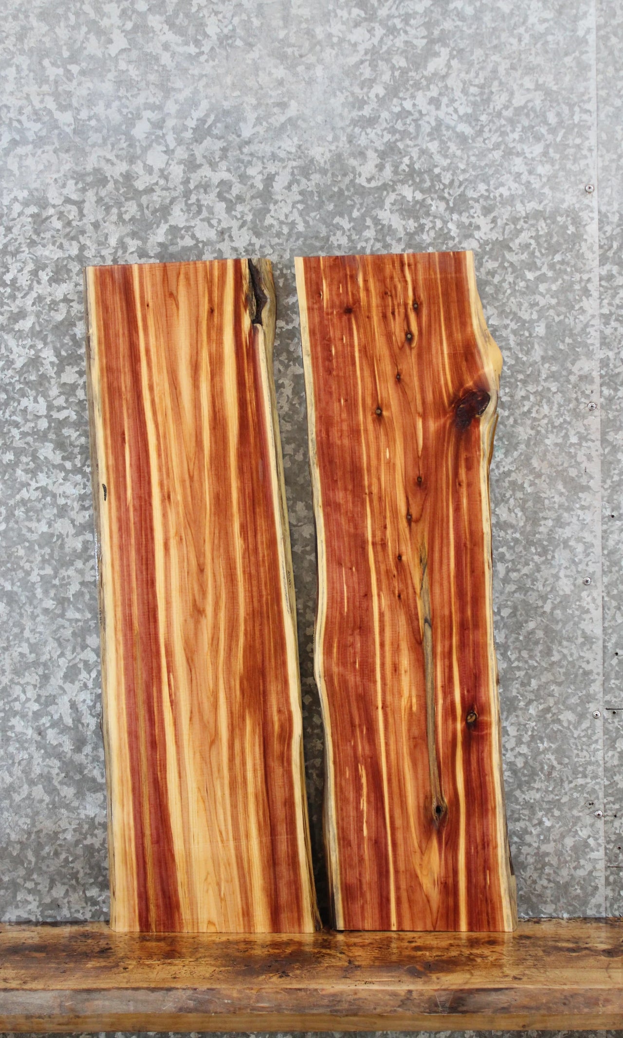 2- Natural Edge Red Cedar Console Table Tops 4645-4646