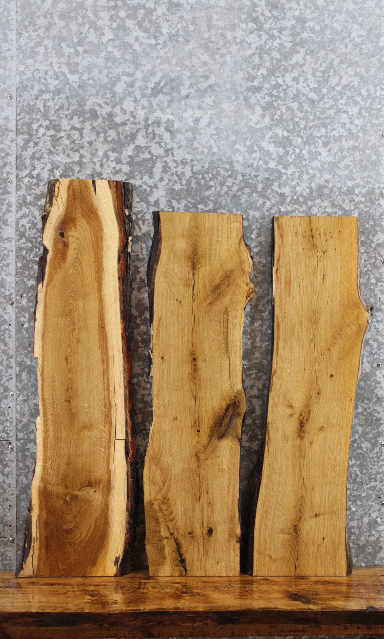 3- Live Edge Oak Charcuterie/Wall Shelves Slabs 4741-4743