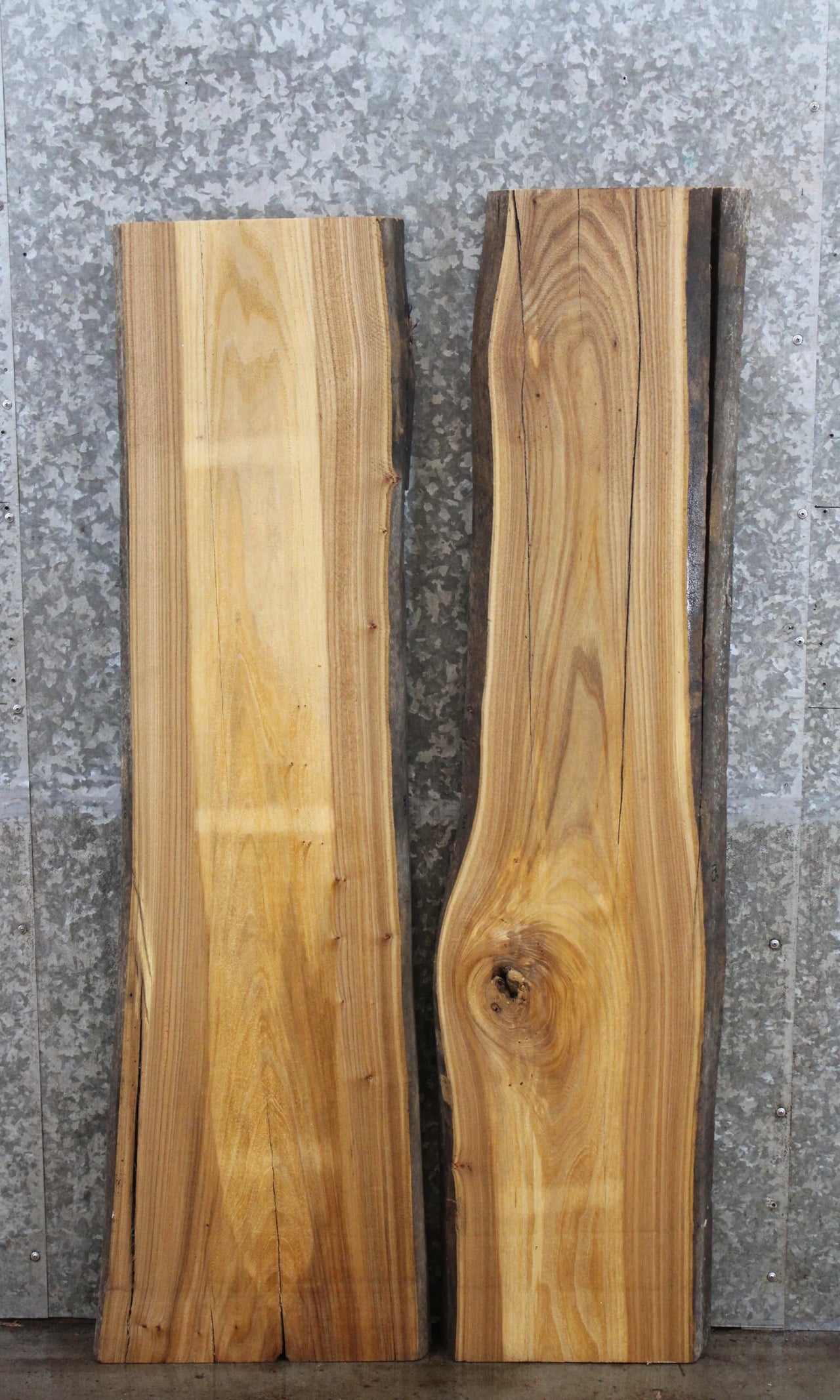 2- Live Edge Elm Side/Cocktail Table Tops/Wall Shelves 520-521