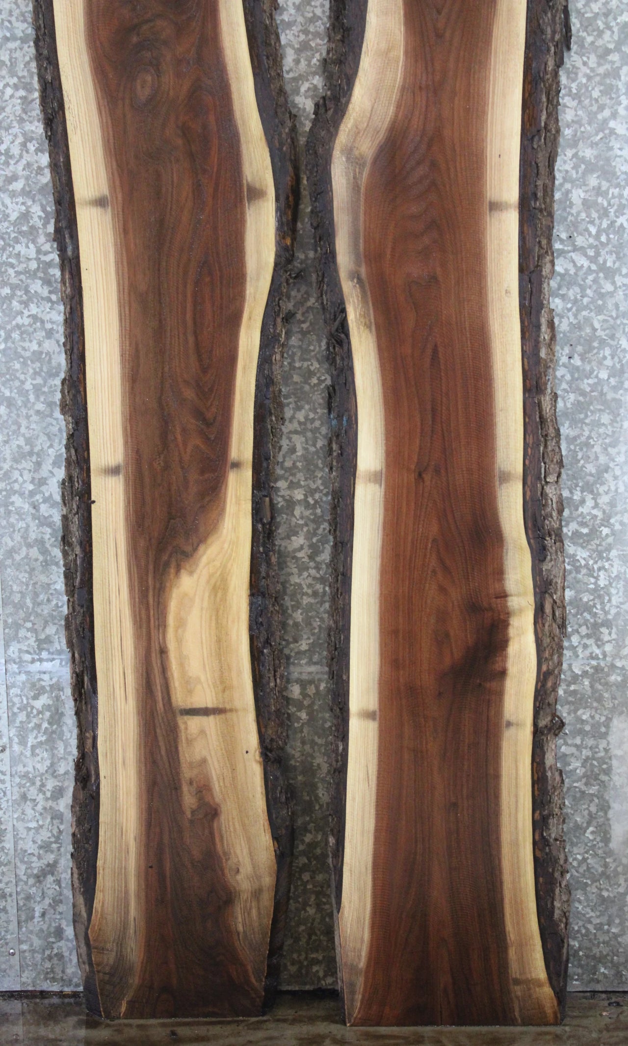 2- Bookmatched Live Edge Black Walnut Bar Top Slabs 930-931