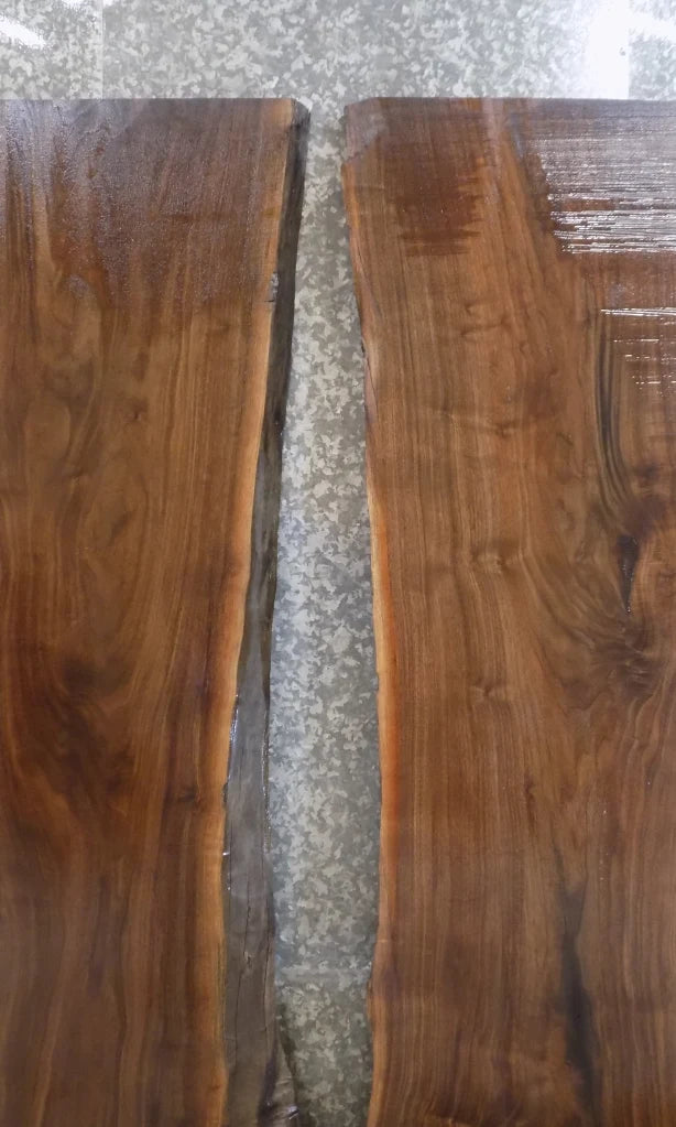 2- Live Edge Black Walnut Bookmatched Dining Table Top Slabs 969-970