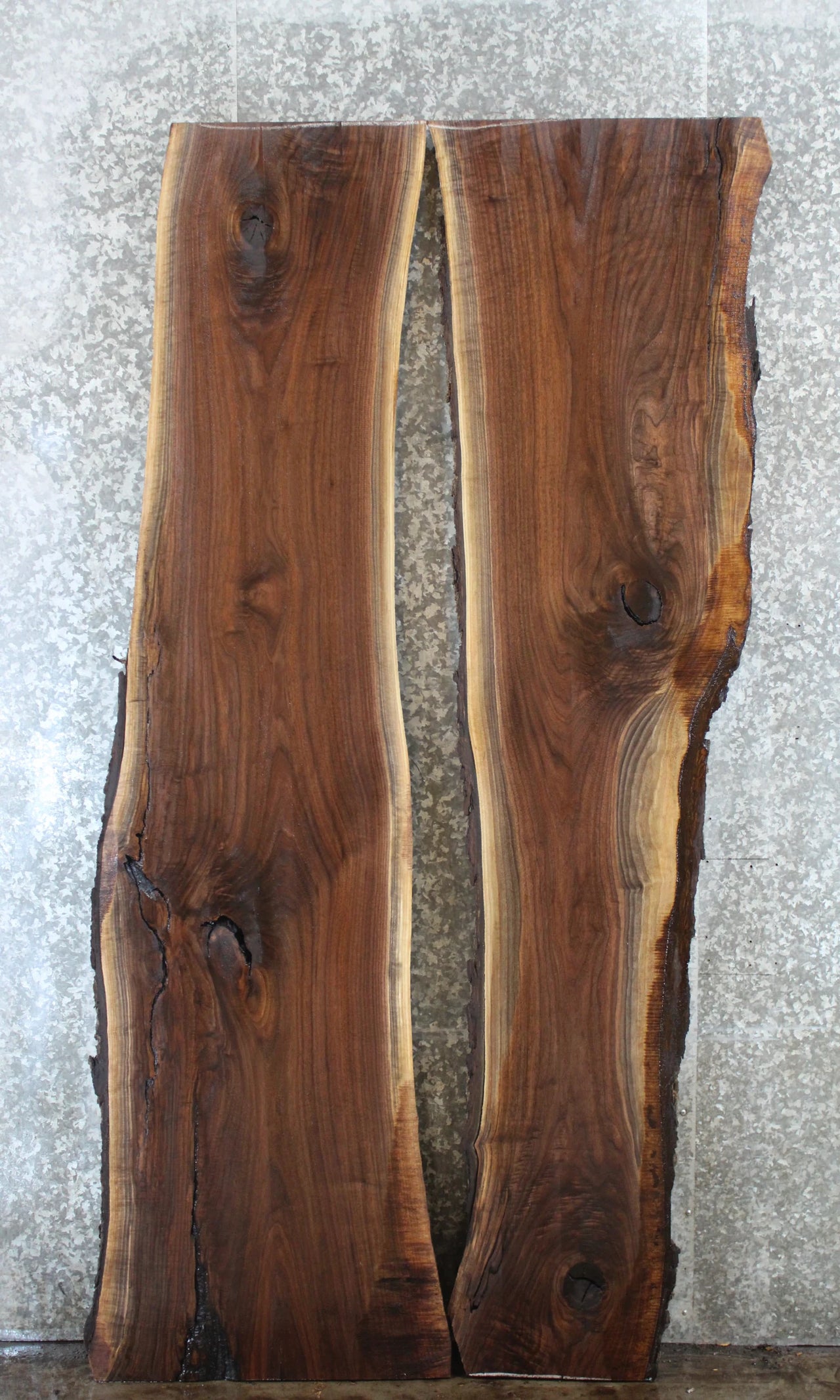 2- Live Edge Black Walnut River Table Top Slabs 971-972