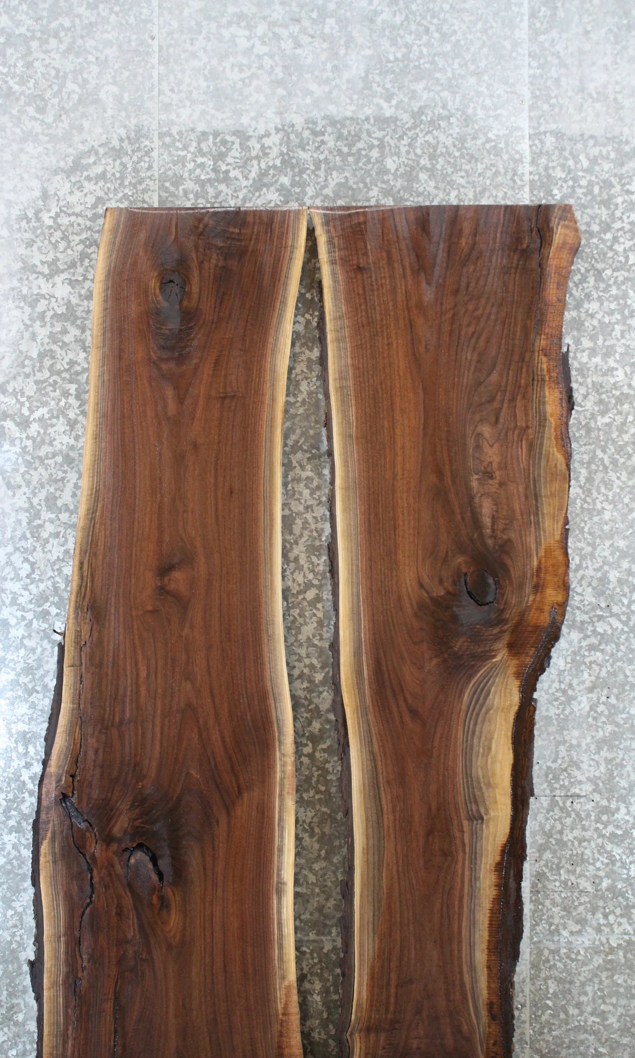 2- Live Edge Black Walnut River Table Top Slabs 971-972