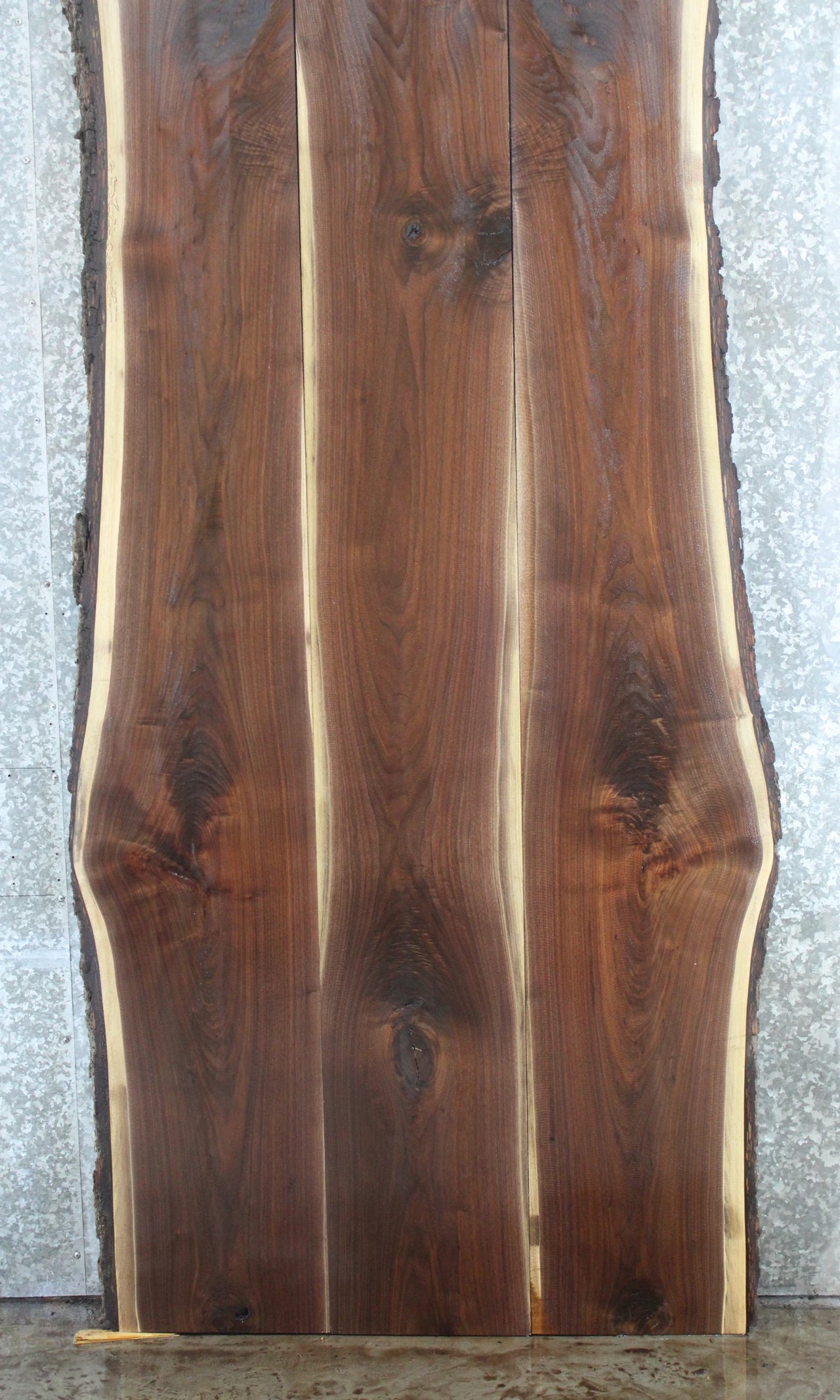 3- Bookmatched Live Edge Walnut Conference Table Top 982-984