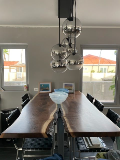 Live Edge Dining Table with Hourglass Legs