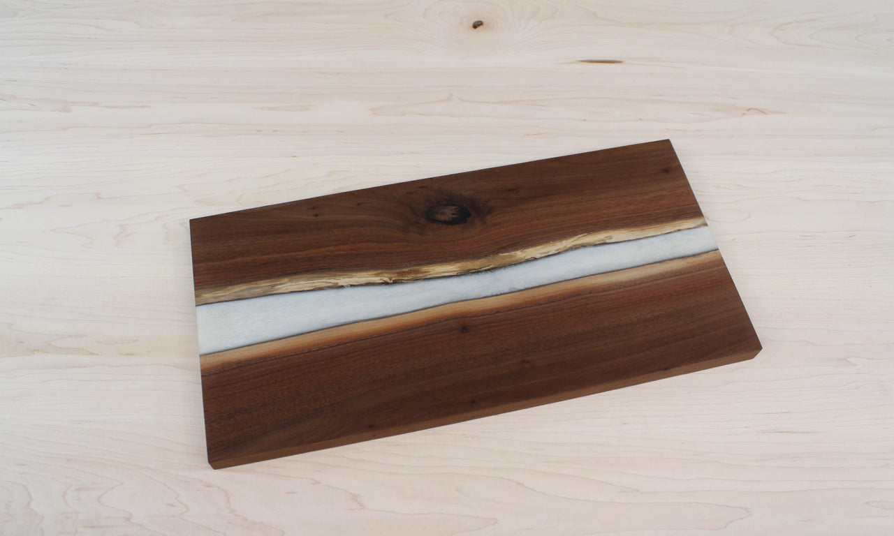 White Epoxy River Charcuterie Board | Black Walnut 9