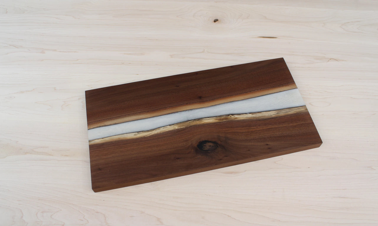 White Epoxy River Charcuterie Board | Black Walnut 9