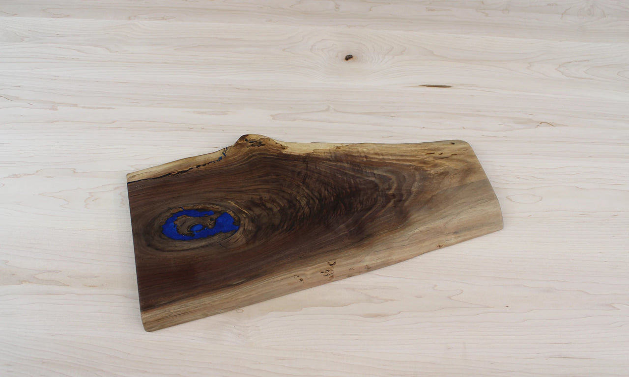 Blue Epoxy Live Edge Charcuterie Board Serving Tray 18