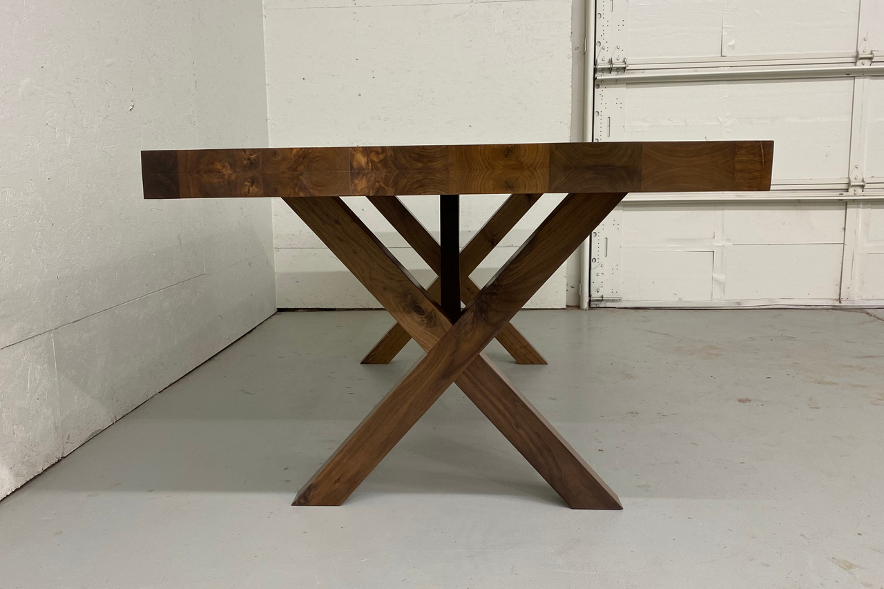 Custom Wood Dining Table | Wooden X-Legs