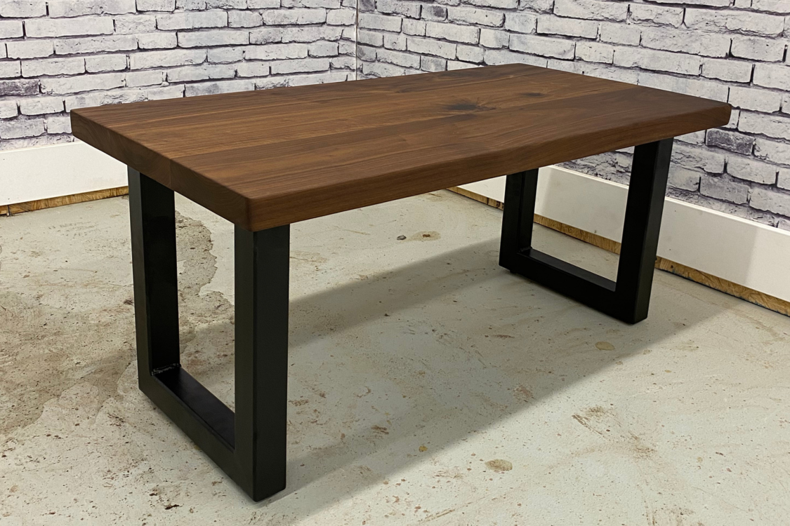 Custom Wood Dining Table | Metal U-Shaped Legs