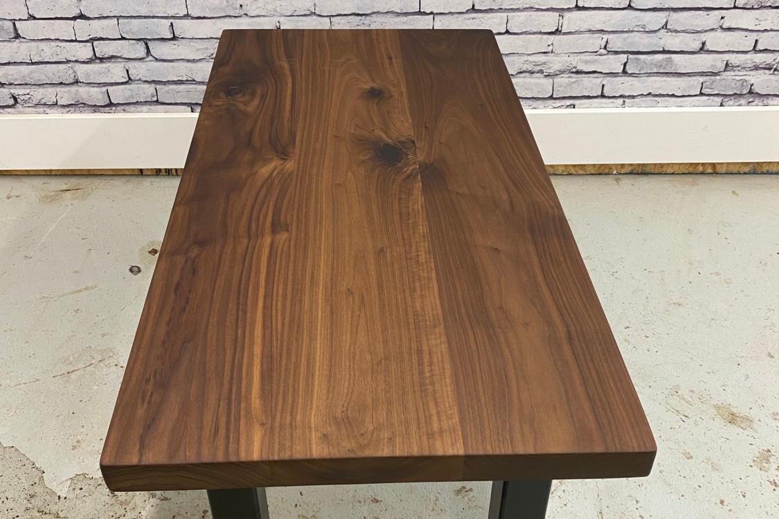 Custom Wood Dining Table | Metal U-Shaped Legs