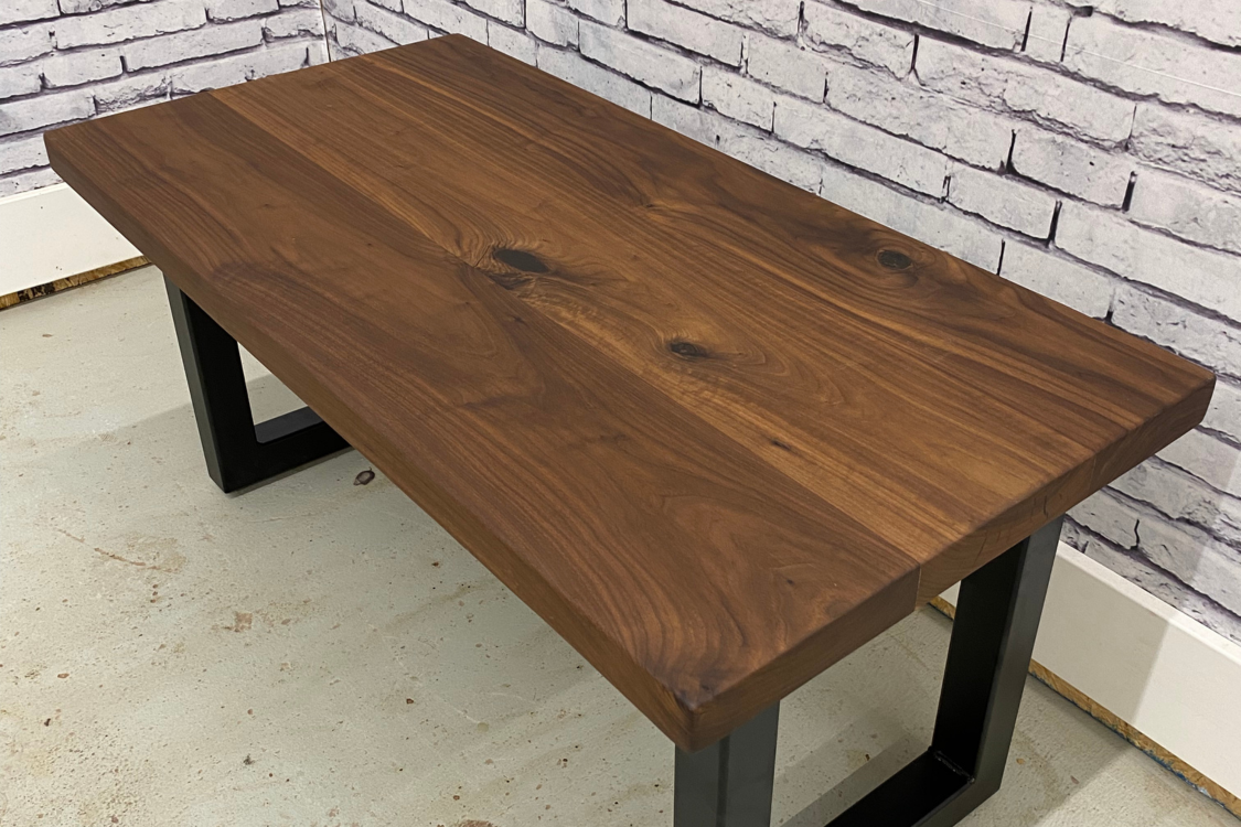 Custom Wood Dining Table | Metal U-Shaped Legs