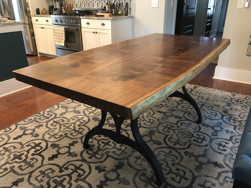 Live Edge Dining Table with Hourglass Legs